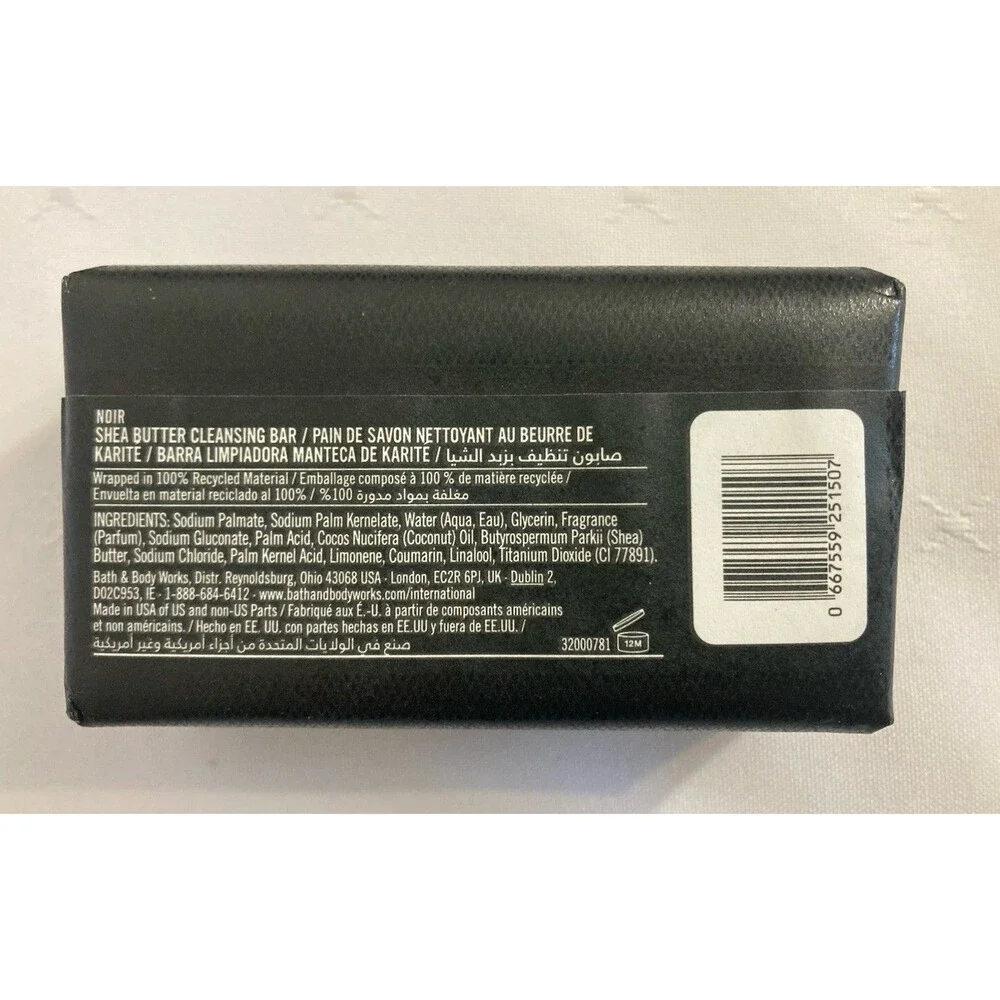 4 Bath Body Works NOIR For Men Shea Butter Cleansing Bar Soap 5 oz